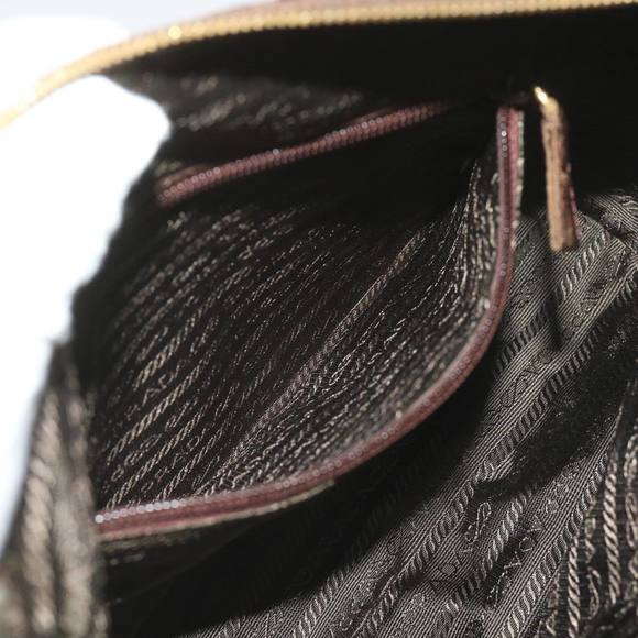 PRADA Quilted Chain Shoulder Bag Nylon Brown Auth yk10527 - Picture 11 of 16